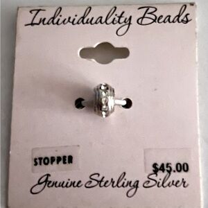 NWT Sterling silver & crystal “diamond” stopper for charm bracelet